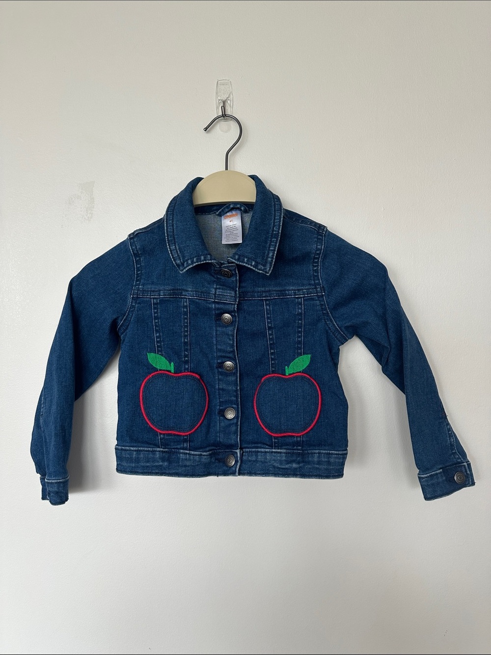 Gymboree Apple Denim Jacket Girls 4T Teacher Back to School Fall
